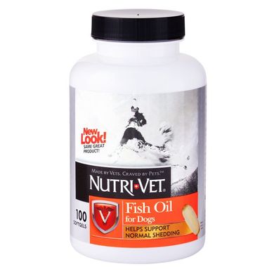 Добавка Nutri-Vet Fish Oil (риб'ячий жир) для шерсті собак, 100 шт. 99901 фото