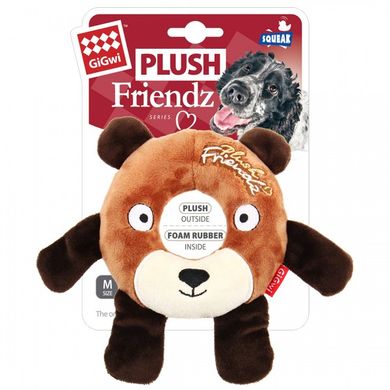 Іграшка для Собак Gigwi Plush Friendz Плюшевий Ведмідь з Гумовим Кільцем Всередині і пищалками 19 см Gigwi6239 фото