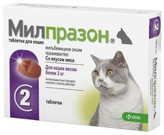 Антигельминтные таблетки KRKA Милпразон для кошек более 2 кг, цена | Фото