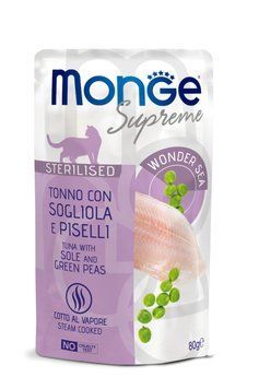 Влажный корм для кошек MONGE CAT Sterilised тунец с камбалой и зеленым горошком Monge_70006781 фото