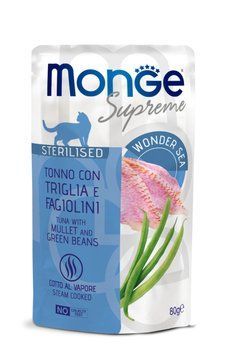 Влажный корм для кошек MONGE CAT Sterilised тунец с кефалью и стручковой фасолью Monge_70006811 фото
