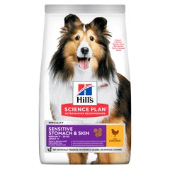 Корм для дорослих собак середніх порід з чутливими шлунком та шкірою HILL’S SCIENCE PLAN Adult Sensitive Stomach & Skin Medium з куркою Hills_604326 фото