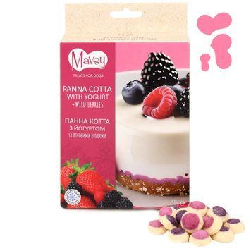 Ласощі для собак від 3-х місяців Mavsy Freeze dried PANACOTTA WITH YOGURT AND WILD BERRIES панна-котта з йогуртом та лісовими ягодами, 50 г FDMAVSY11 фото