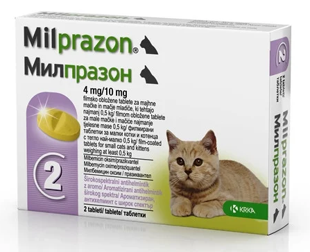 Антигельминтные таблетки KRKA Милпразон для котят и кошек до 2 кг 220167 фото