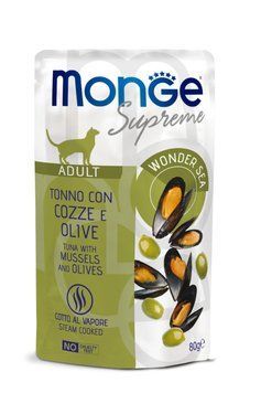 Влажный корм для кошек MONGE CAT Adult тунец с мидиями и оливками Monge_70006804 фото