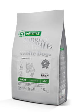 Сухий беззерновий корм для дорослих собак малих порід з білою шерстю Superior Care White Dogs Grain Free with Insect Adult Small Breeds 1.5кг NPSC47299 фото