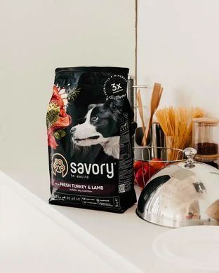 Сухой корм для собак средних пород Savory Medium Breed Fresh 1 кг (индейка и ягненок) Savory-30259 фото