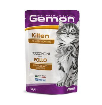 Вологий корм для кошенят GEMON Cat Kitten шматочки з куркою Gemon_70300896 фото