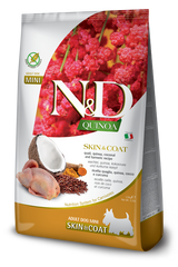 Сухий корм для собак Farmina N&D Quinoa Skin&Coat ADULT MINI дієт. харчування, при харчовій алергії з перепелом, кіноа, кокос та куркума 2,5 кг PND0250144 фото