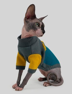Светр для котiв в'язаний CAT зелено сірий SC-10 SC-10/2 фото
