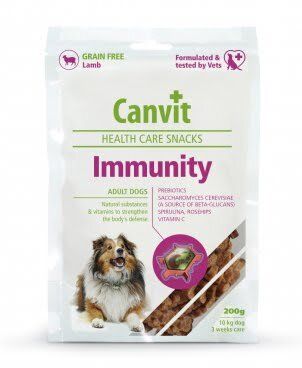 Ласощі для собак Canvit Immunity для зміцнення імунітету дорослих собак, 200 г 83442 фото