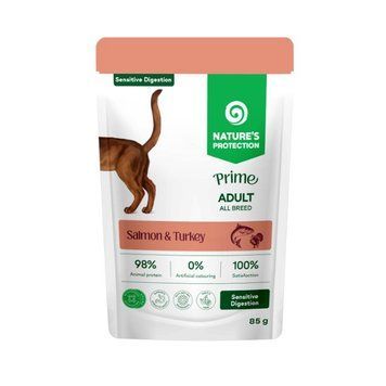Вологий корм для котів з чутливим травленням Nature's Protection Prime Sensitive Digestion Adult Cats Salmon and Turkey з лососем і індичкою NPPR10092-K2 фото