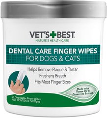 Салфетки для ухода за ротовой полостью собак Vet's Best Dental Care Finger Wipes, цена | Фото