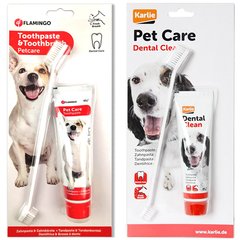 Набор зубная паста и зубная щетка для собак Flamingo Petcare Toothpaste + Toothbrush, цена | Фото