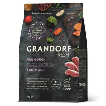 Сухий корм для дорослих собак малих порід Grandorf FRESH DUCK & SWEET POTATO ADULT DOG MINI з качкою та бататом GF_93403 фото