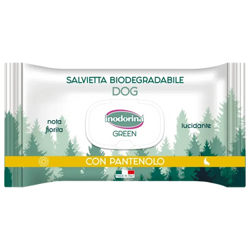 Влажные биоразлагаемые салфетки с пантенолом Inodorina Green Pantenolo для всех типов шерсти собак, 30 шт 230.0140.004 фото