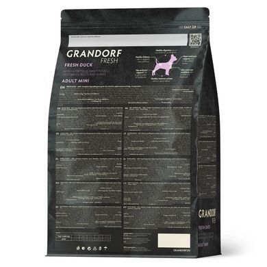 Сухий корм для дорослих собак малих порід Grandorf FRESH DUCK & SWEET POTATO ADULT DOG MINI з качкою та бататом GF_93403 фото