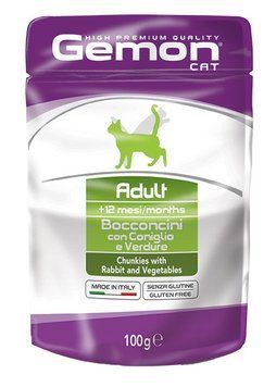 Влажный корм для кошек GEMON Cat Adult кусочки кролик с овощами Gemon_70300926 фото