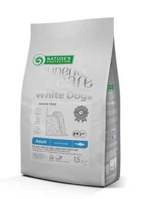 Сухий беззерновий корм для дорослих собак малих порід з білою шерстю Superior Care White Dogs Grain Free with Herring Adult Small Breeds 1.5кг NPSC47297 фото