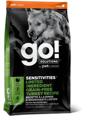 Беззерновой сухой корм для щенков и собак GO! Solutions Sensitivities LIMITED INGREDIENT Grain Free Turkey Recipe с индейкой 127-2503 фото