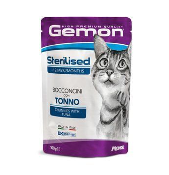 Влажный корм для кошек GEMON Cat Wet Sterilised кусочки с тунцем и рыбкой. Gemon_70300902 фото