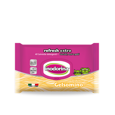 Влажные салфетки для короткошерстных собак и кошек Inodorina Functional Cheratina Vegetale Olio Di Argan с аргановым маслом и ароматом жасмина, 40 шт. 230.0080.002 фото
