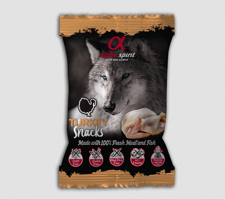 Напіввологі ласощі для собак Alpha Spirit Snacks Turkey (індичка) as4002350 фото
