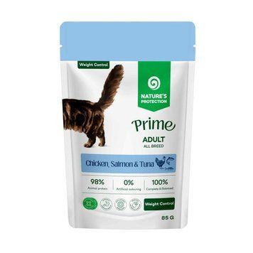 Влажный корм для контроля веса кошек Nature's Protection Prime Adult Cats Weight Control Chicken, Salmon and Tuna с курицей, лососем и тунцем, 85 г NPPR47917-K2 фото